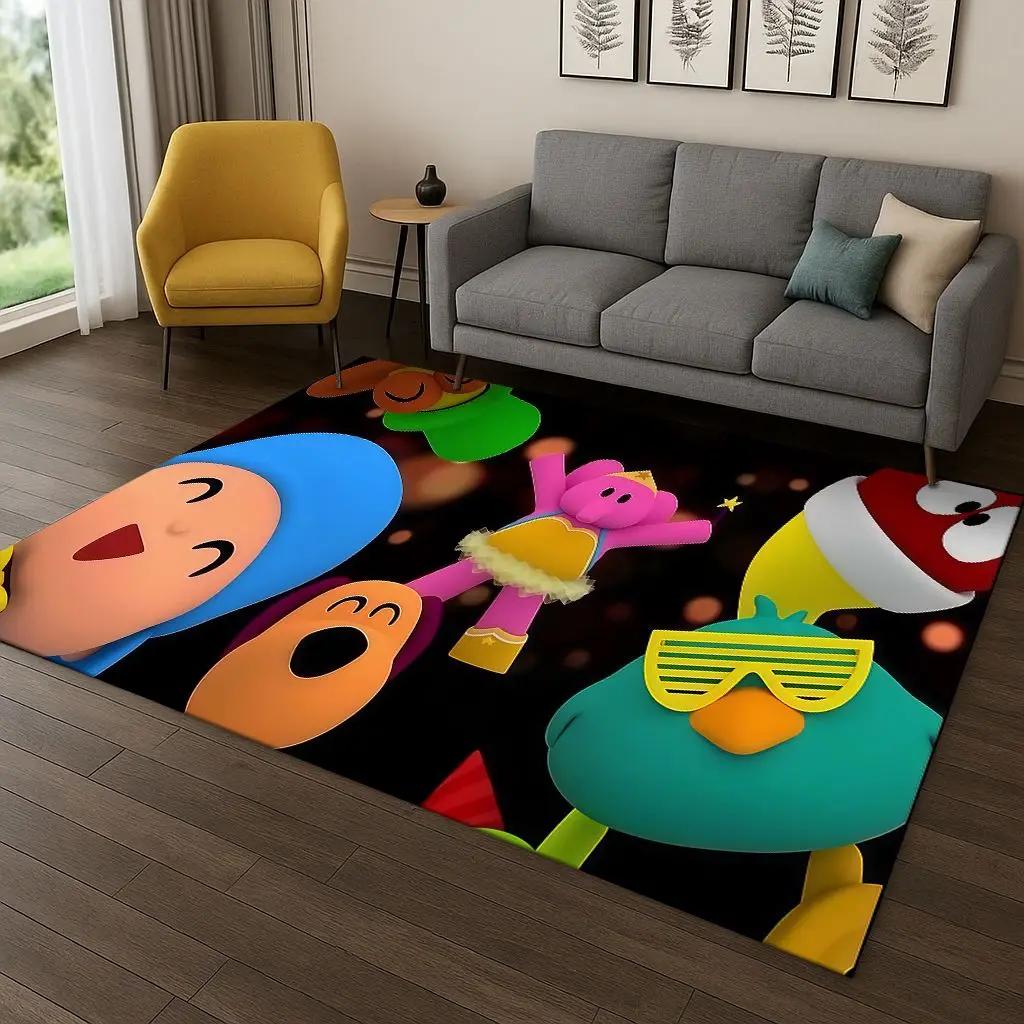 3D P-Pocoyo Elly Pato Cartoon Carpet Rug for Bedroom Living Room Sofa Home Decor,kids Play Game Area Rug Non-slip Floor Mat Gift