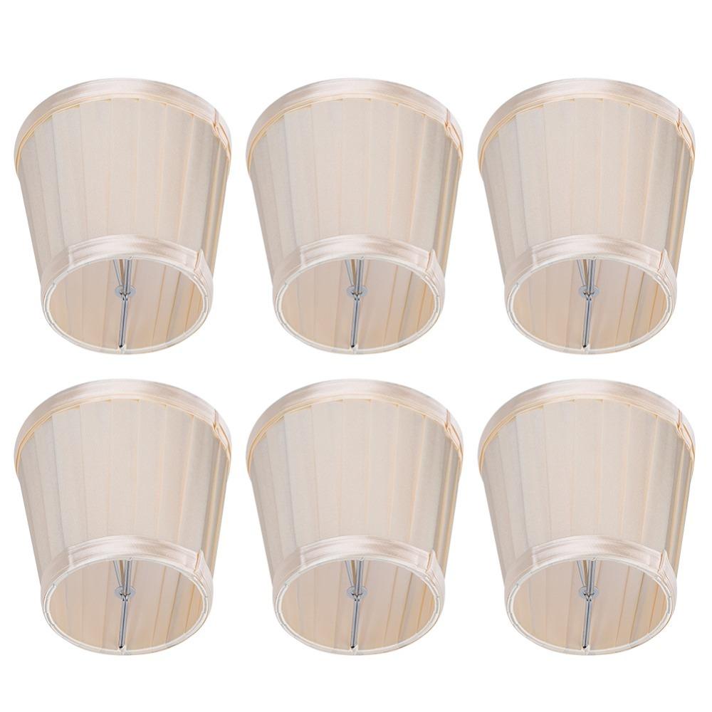 

6PCS Fabric Chandelier Lampshade Barrel Shape Pleated Lamp Shade Modern Drum Lamp Shade Hotel Decor бежевий