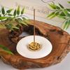Ceramic White Lotus Alloy Incense Holder for Home Use - Suitable for Stick and Sandalwood Incense