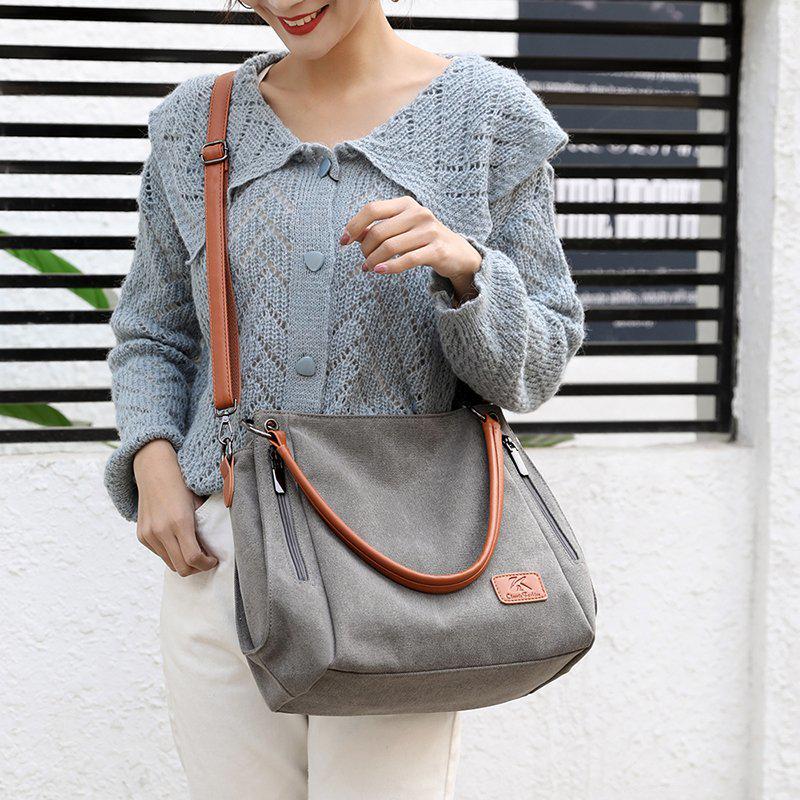 Retro Canvas Women's Crossbody Handbag - Casual Solid Color Shoulder Bag for Students