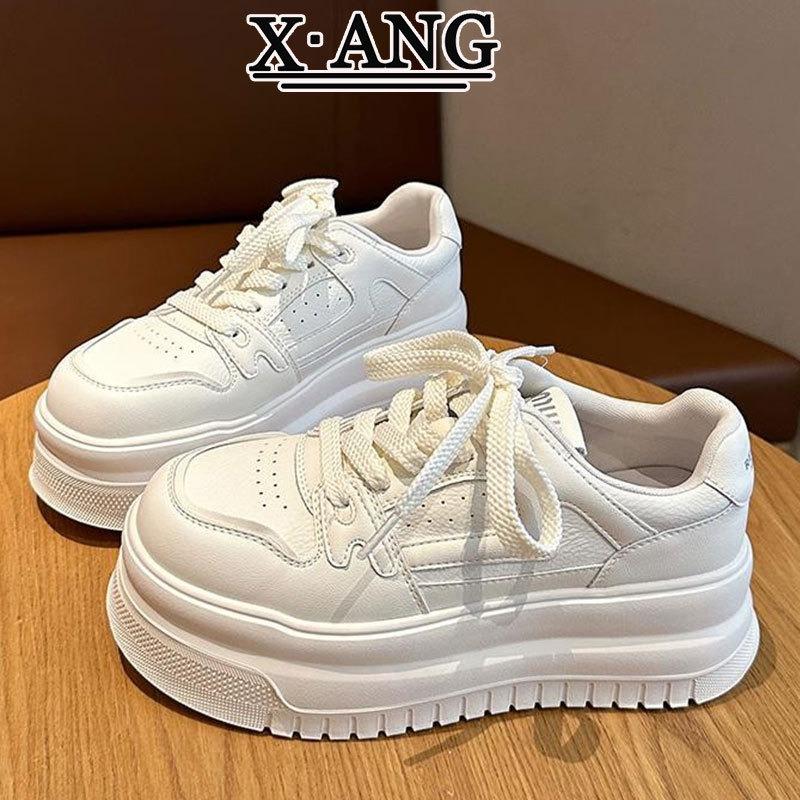 Thick-soled heightening women's shoes leather board shoes spring and summer new versatile little white shoes children's casual sports shoes