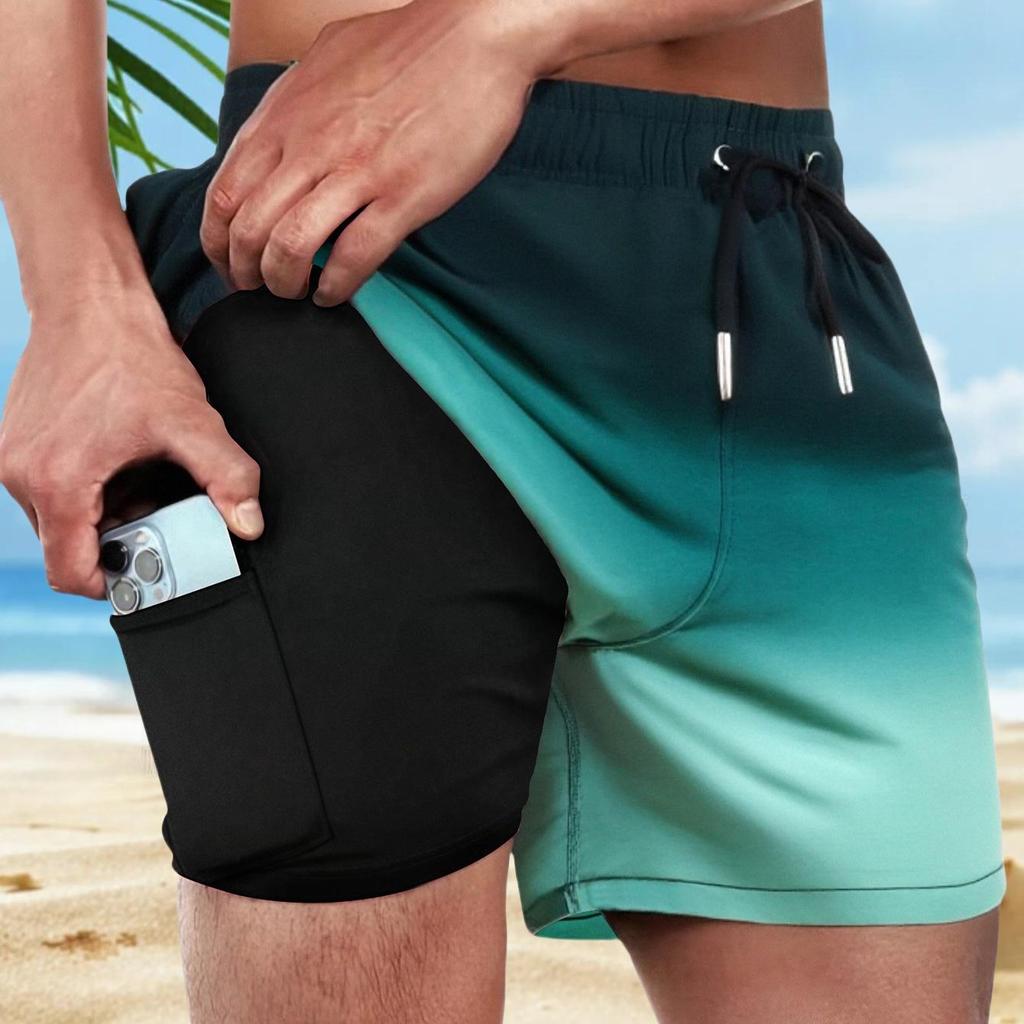 2025 Anti-Embarrassment Men's Double-Layer Beach and Sports Shorts