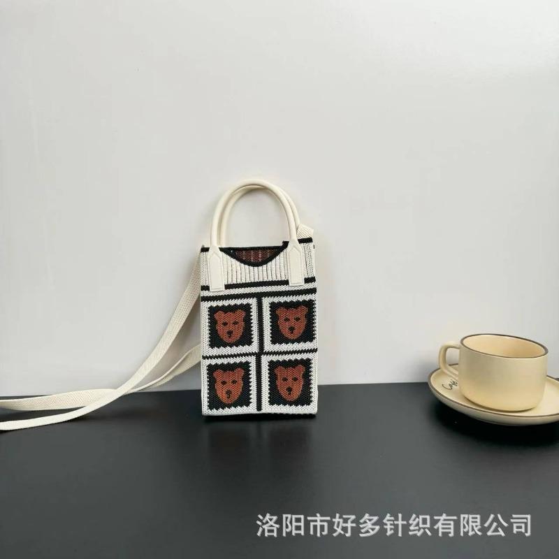 Premium Sense Ns Mobile Phone Bag New Cartoon Knitted Bag Dopamine Niche Versatile Messenger Shoulder Bag Handbag