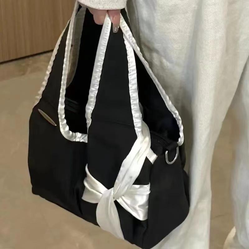 

Сумка-тоут Harajuku большой емкости для женщин Fairycore Aesthetic Bow Chic Grey Handbag Женская винтажная симпатичная сумка через плечо One Size чёрный