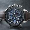Casio EDIFICE 100 Meters Waterproof, Solar Quartz Movement, Leather Strap, Japanese and Korean Watch, Men's Watch, Blue Dial EQB-501XBL-2A