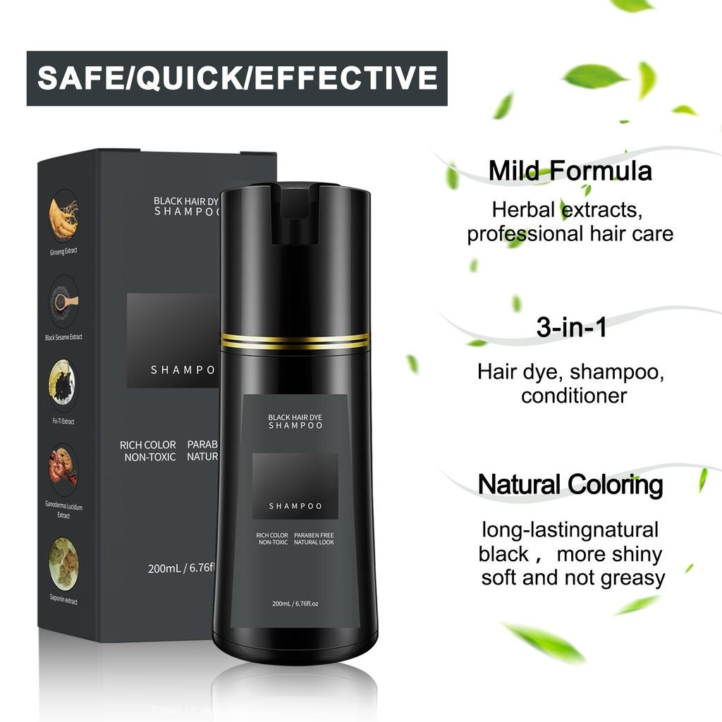 Dyestuff Shampoo Shampoo Gentle And Quick To Color Non-irritating Dyeing(light Brown,dark Brown,black 200ml