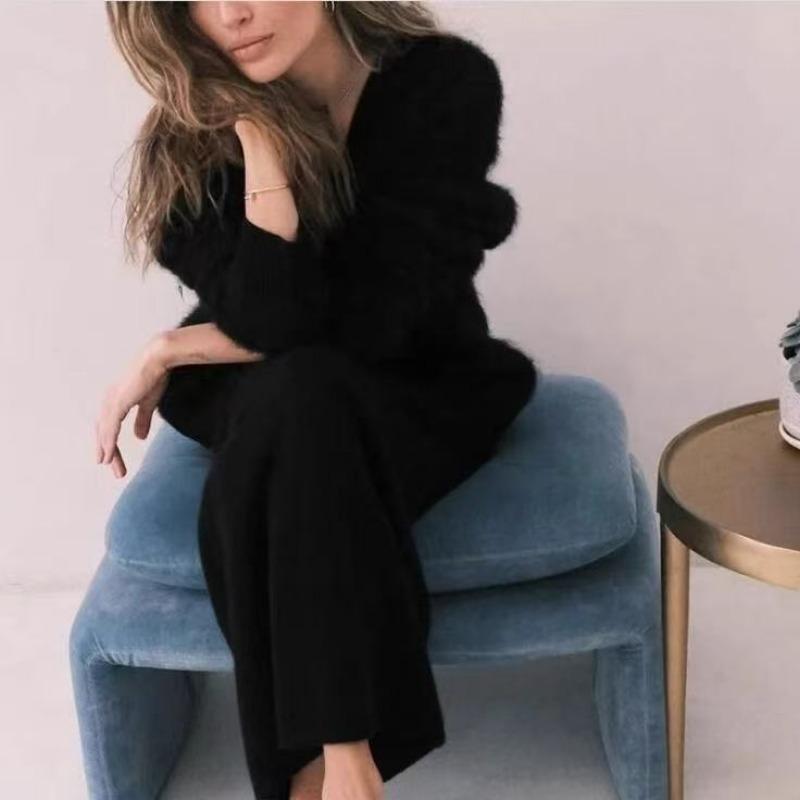 

Imitation mink knitted cardigan women s autumn and winter new loose and lazy long-sleeved sweater jacket one size fits all