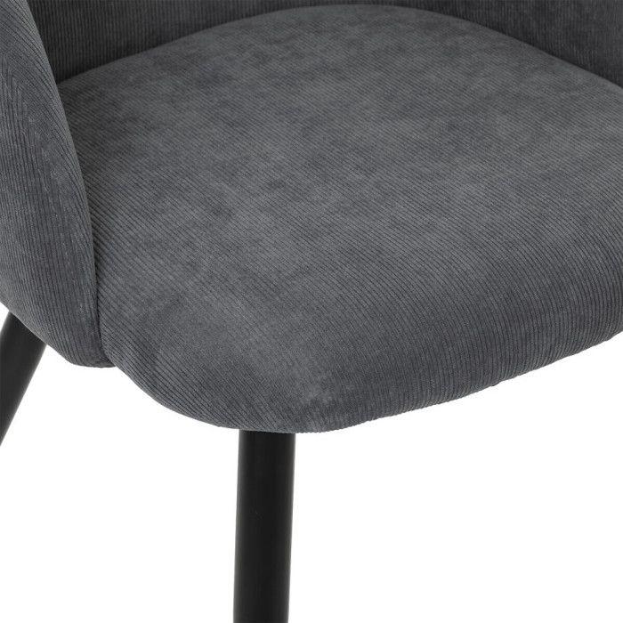 Set of 2 "Céleste" Imitation Oak Armchairs In Atmosphéra Corduroy - Grey
