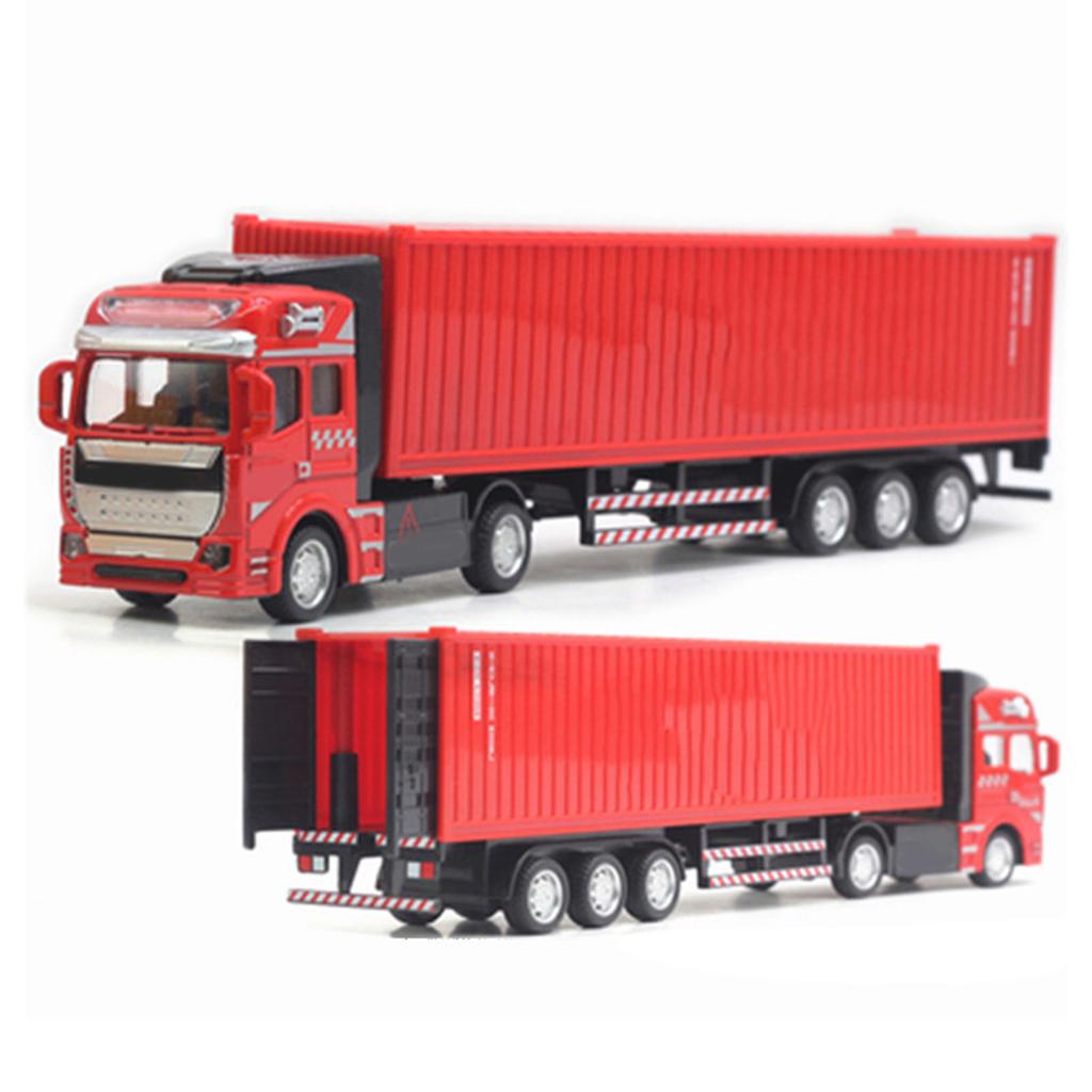 Pull Back Container Truck Toy High Simulation Plastic Alloy Container Truck Model for Boys Girls