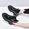 Platform shoes women's 2025 autumn and winter new black cow patent leather foreign style muffin heel casual deep mouth women's boots short boots