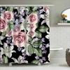 Floral Shower Curtain Pink Rose White Lilies Waterproof Polyester Bathtub Decorative Bathroom Window Curtains 3D Print Showercur
