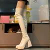 High-heeled Small Man Increases Height and Looks Thin Over-knee Boots Long Boots White Over-knee Boots Waterproof Table New