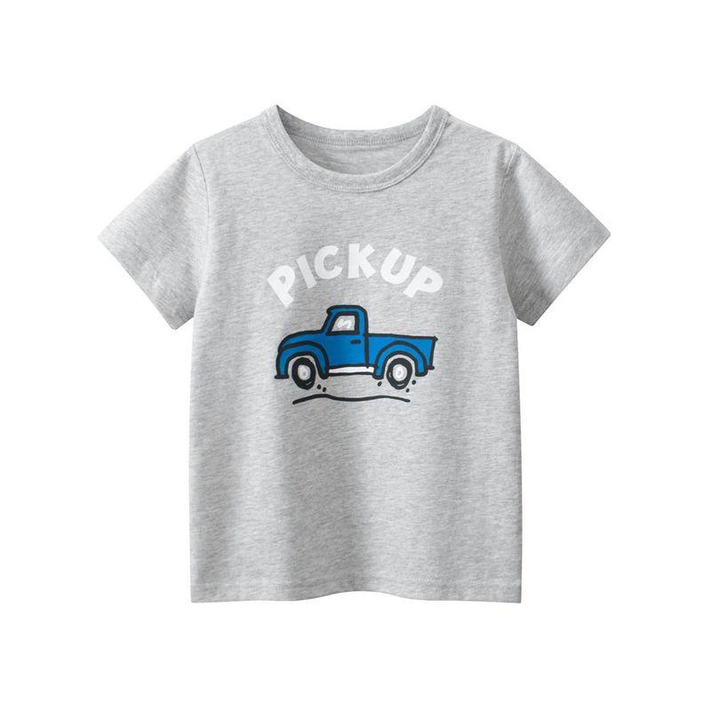 27Kids Children's Clothing Summer Kids Short-Sleeved T-shirt Boys' Car Round Neck Clothes Baby Boys' Cotton Half Sleeve Top