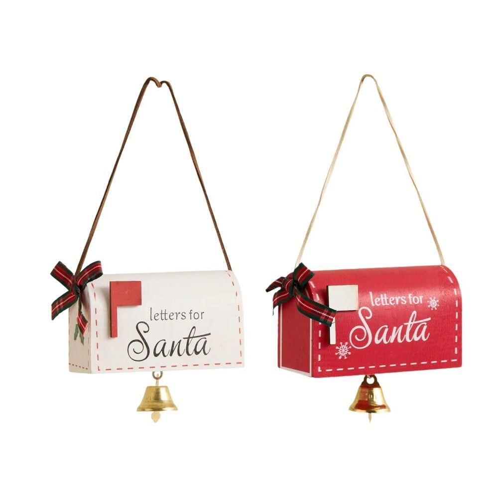 High Quality Wooden Christmas Mailbox Ornament Red White DIY Decor Xmas Post Box Santa Mailbox Party Gift