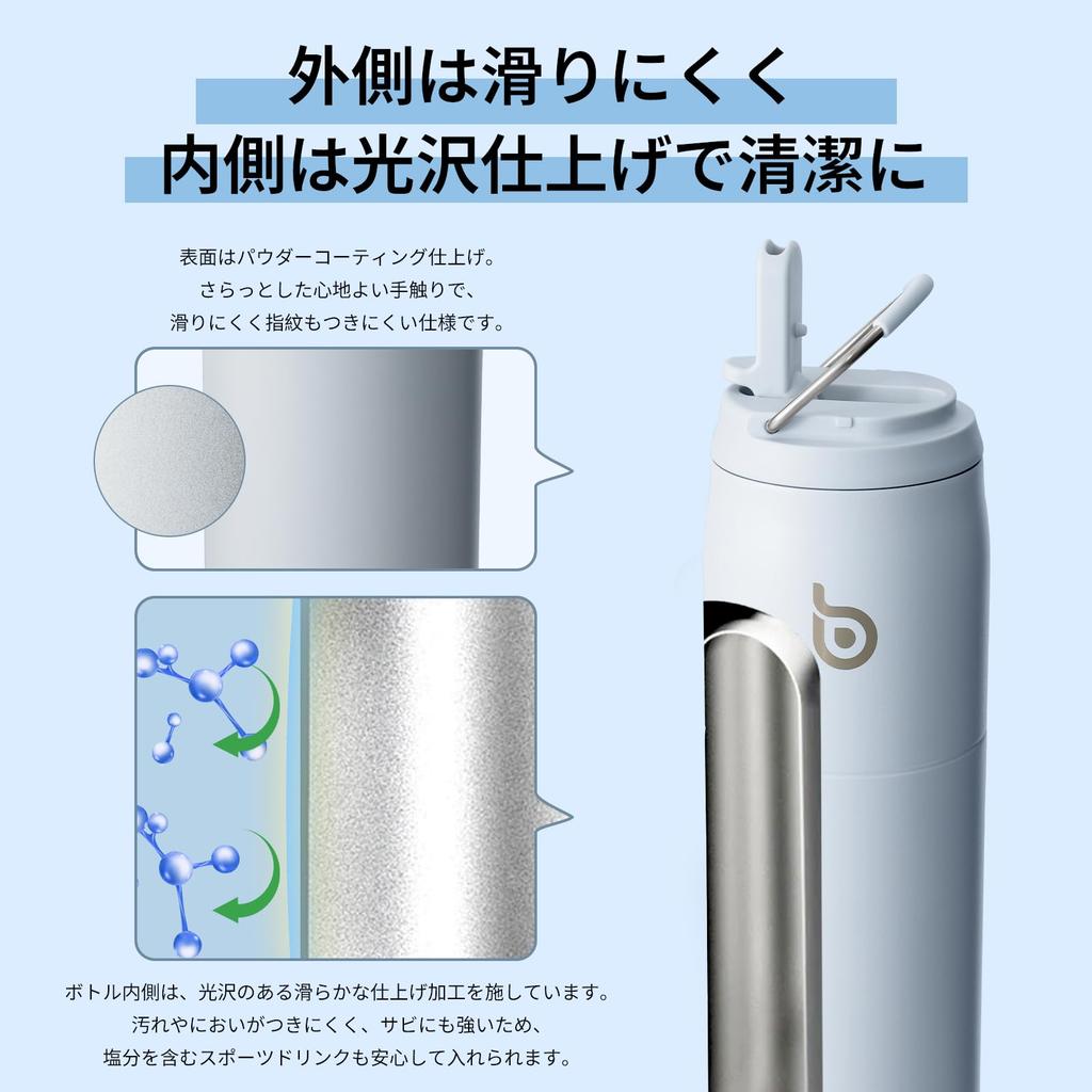 BOTTLE BOTTLE Water 1 Liter Large Capacity with Direct Vacuum Suitable for Children and with 1L Stainless Steel Suitable for Girls and Light Blue
