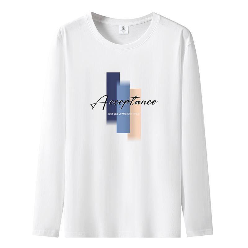 S-5XL Mens Long Sleeved Tee Shirt Pure Cotton Man Casual Pullovers Large Size