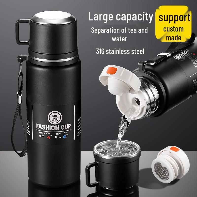Large Capacity 304 Stainless Steel Insulated Portable Thermos Cup with Tea Separation