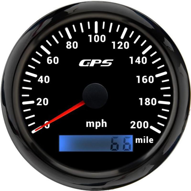 ELING 85mm (3 3/8'') Speedometer GPS 30 60 120 200 Km/h MPH 80 160 MPH Odometer with 7 Colors Backlight for Motorcycle Yacht