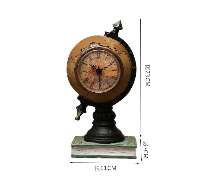 European-American Style Sphere Desk Ornament - Practical Home and Office Decoration with Clock and Globe Design for Living Room