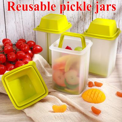 Reusable Pickle Jars - BPA Free Pickles Container with Strainer for Mess-Free Storage of Condiment Food-Easy To Open Lid Design