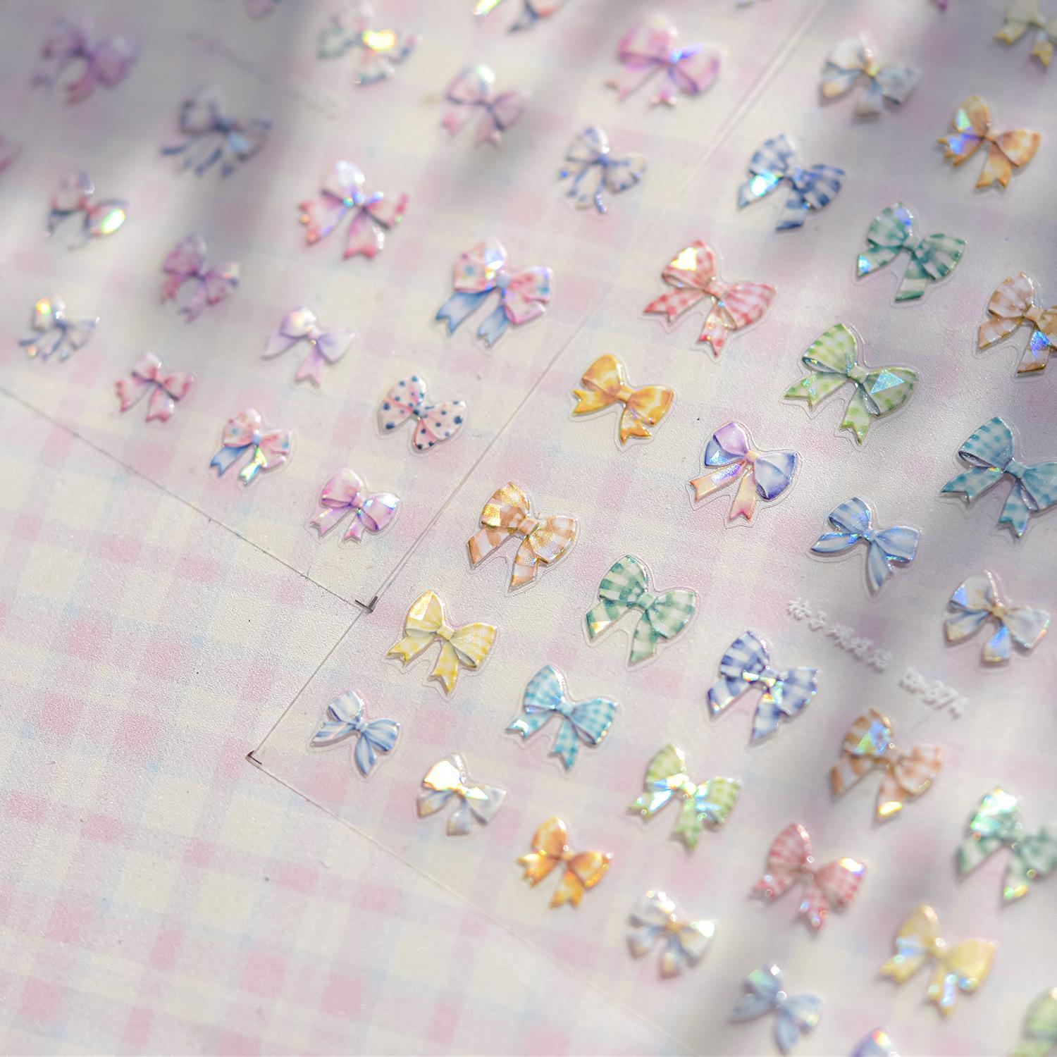 

Tomoni x Tata Japanese Style Embossed Nail Stickers - Ribbon & Bow Design
