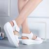 WTEMPO Women Large Size Wedge High Heels Shoes Female Solid Color Buckle Platform Leather Casual Summer Slippers