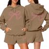 Women's Fashion Casual Long Sleeve Shorts Sports Round Neck Sweatshirt Set