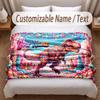 Dinosaur Theme Soft Blanket Personalized Custom Name Text Print Warm Blanket Home Sofa Bedroom Decor