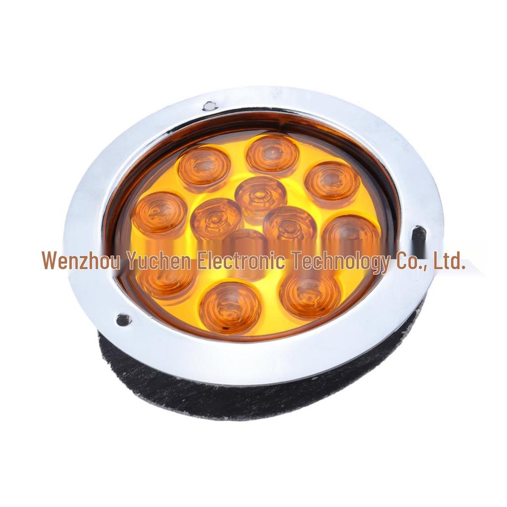 CIMC Truck Universal 12V-24V LED Tail Light: High Brightness Brake, Turn Signal & Running Light, Chrome-Plated Metal.