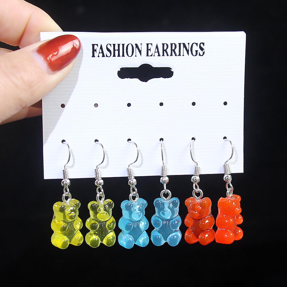 

Комплект прозрачных ожерелий с медведем: Подвеска из смолы цвета конфет с рисунком для женщин