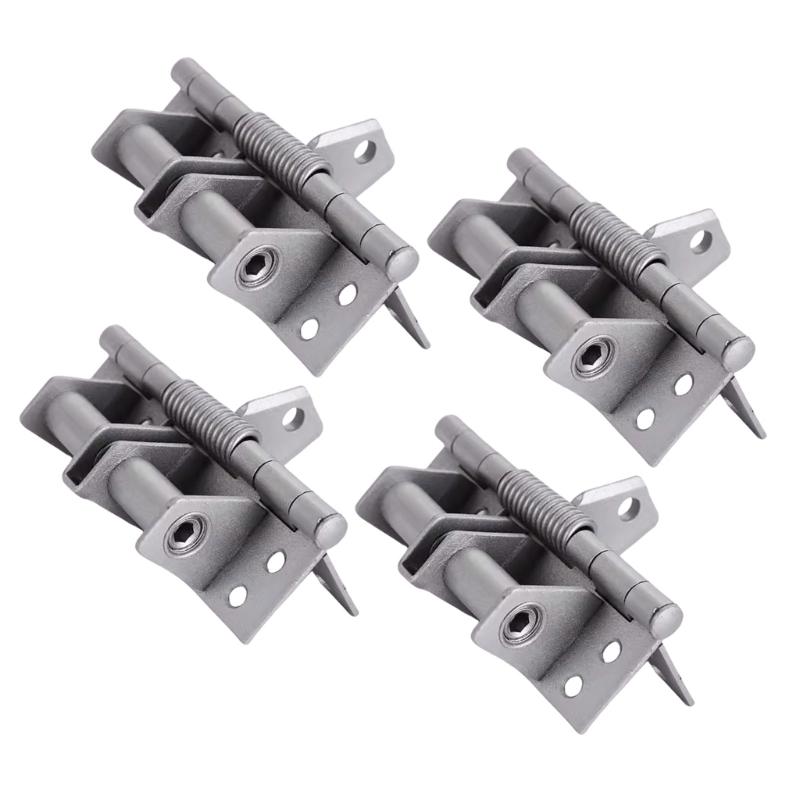 4pcs Multifunctional Auto Close Spring Door Hinges Spring Loaded Door Hinge 90 Degree Stay Opening Features for Various X3UC