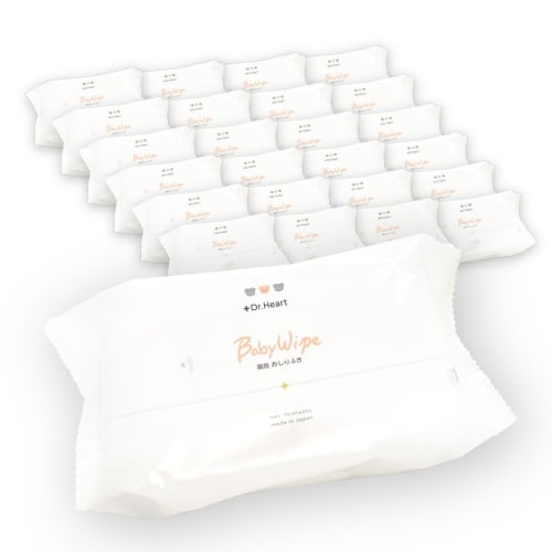 

Gentle on the skin, Dr. Heart Baby Wipes [70 sheets x 24 packs] Medicated Allantoin and Hyaluronic Acid for diaper rash, heat rash, and rough skin. Mo