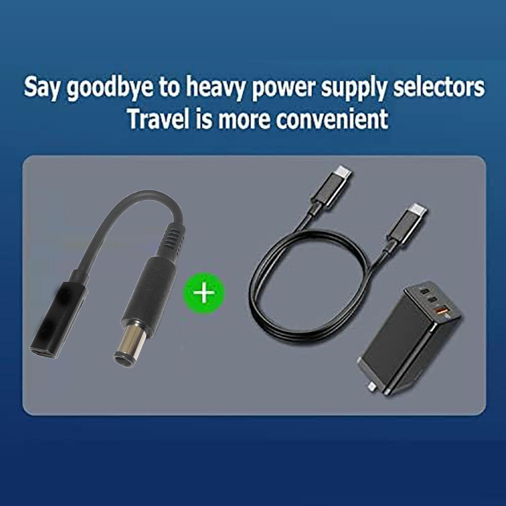 

1x Type C Female to 7.4x5.0mm 65W PD Charger Cable Power Cable for Dell Laptops