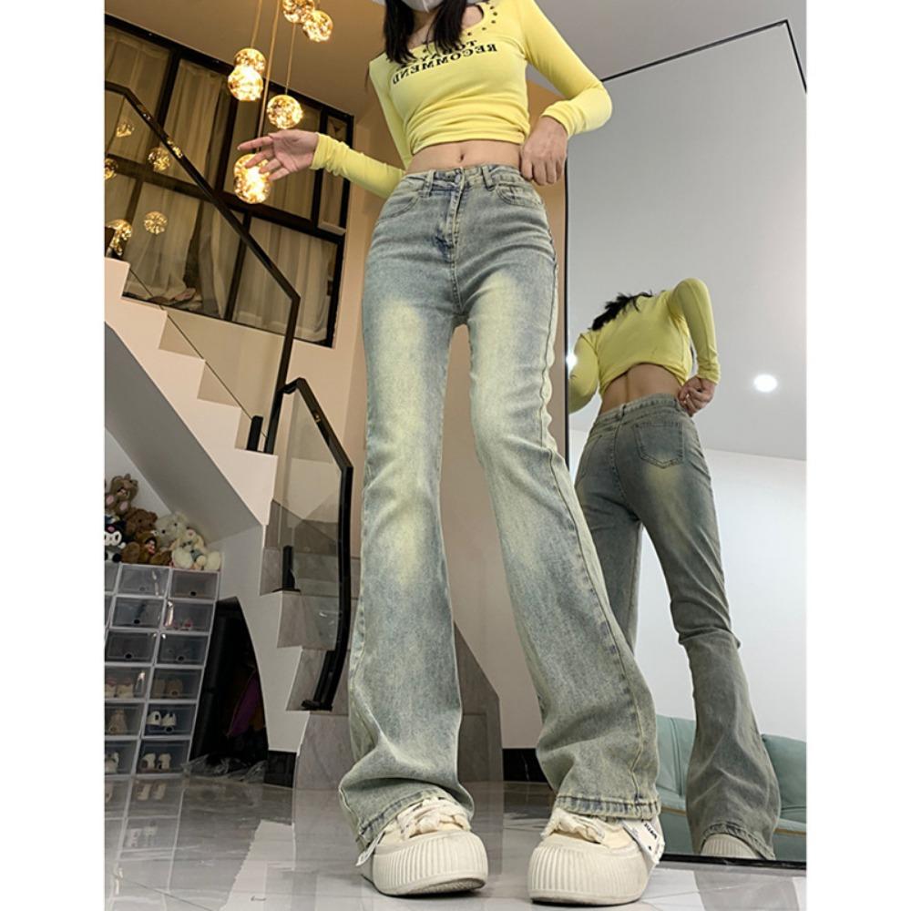 

Personality trend micro-pull jeans women s spring and autumn new high-waisted thin and high horseshoe micro-pull jeans 2XL