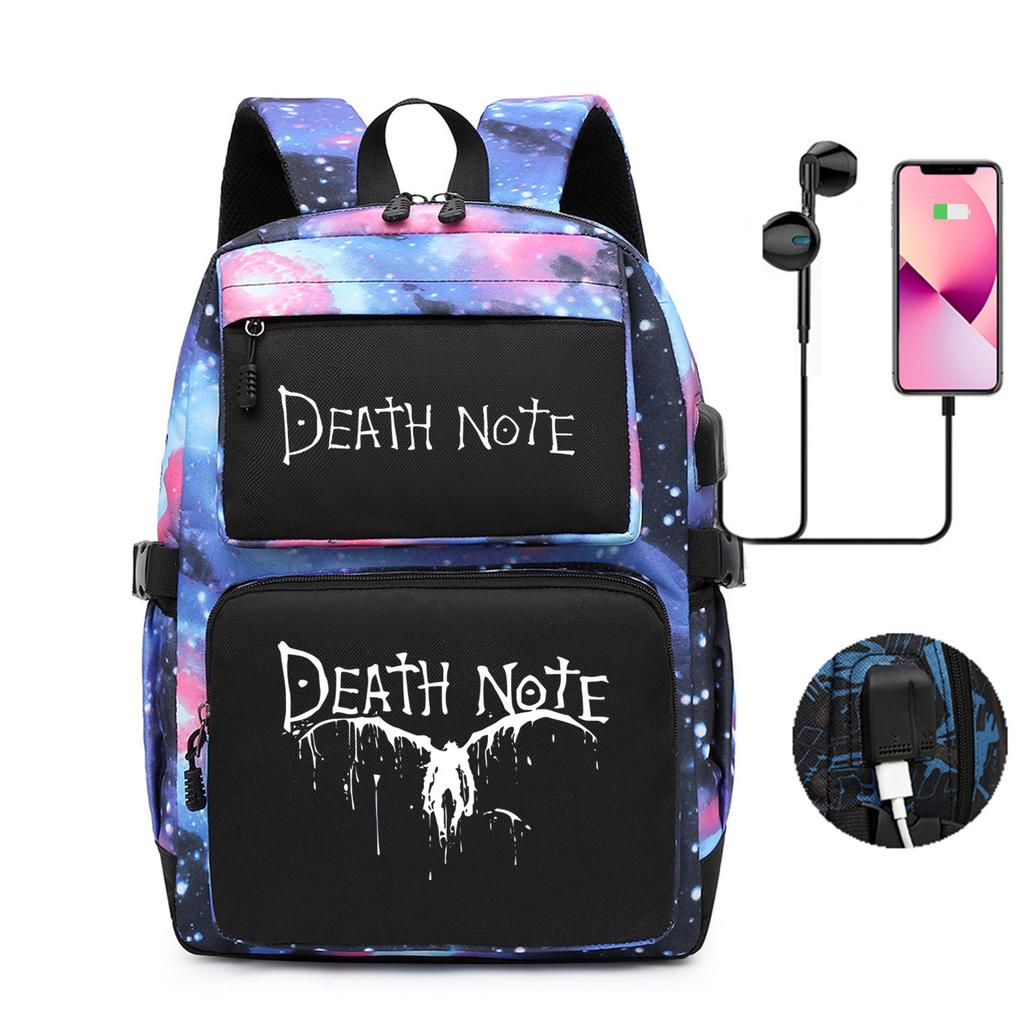 Riman Death Note Peripheral Backpack, Youth Student Schoolbag, Large-Capacity Outdoor Travel Backpack