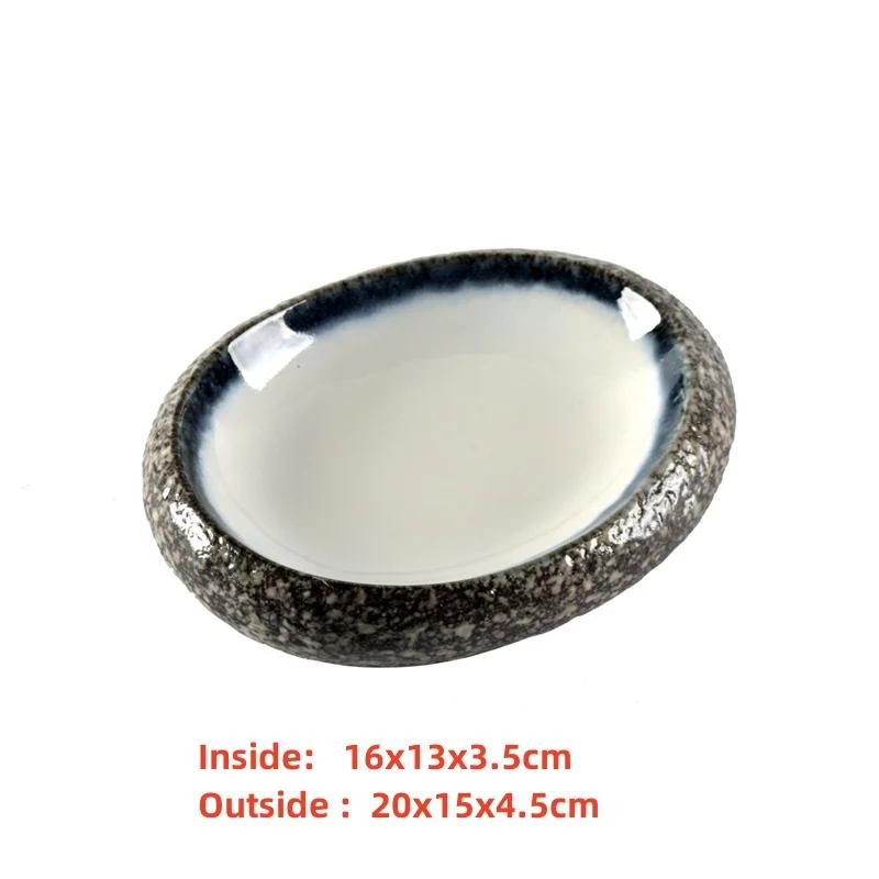 seafood Creative Stone Pattern Ceramic Bowl Thick Edge Sushi Bowl Sashimi Dessert Bowls Soup Bowls Restaurant Special Tableware