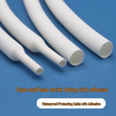Triple-Wall Heat Shrink Tubing with Adhesive, White, Waterproof, Insulated, 3X Shrink Ratio, 1.6-39mm
