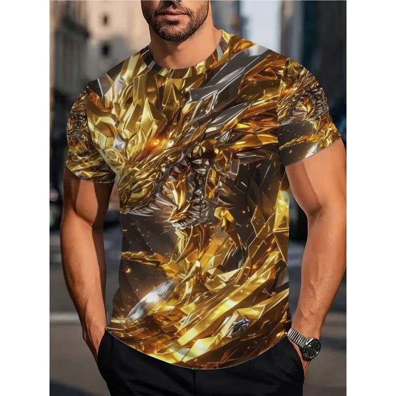 Pánské Módní 3D Tištěné Pánské Tričko Kulatý Výstřih Krátký Rukáv Trendy Street Wear