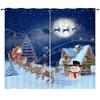 Christmas Day Curtains Blues Bedroom Sunshade Blackout Curtain No Punching