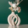 Holle Scandinavische Moderne Keramische Vaas Set van 2 voor Moderne Huisdecoratie, moderne Boho Holle Bloemvazen voor Woonkamer Boekenplank
