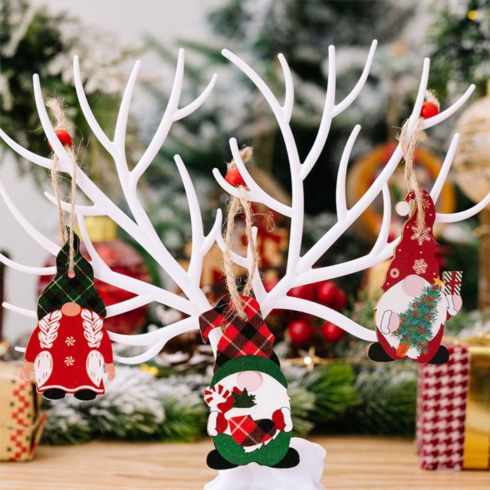 9Pcs Wooden Christmas Pendant Kids Gifts Hanging Decor Christmas Wooden Pendants Christmas Decoration Forester Pendant Christmas