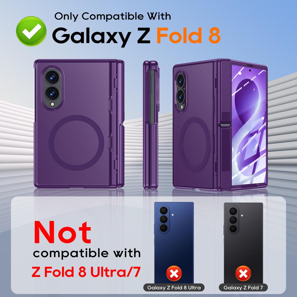 Samsung Galaxy Z Fold 8 Scharnierschutzhülle mit Magnetring und integriertem Displayschutz - Lila
