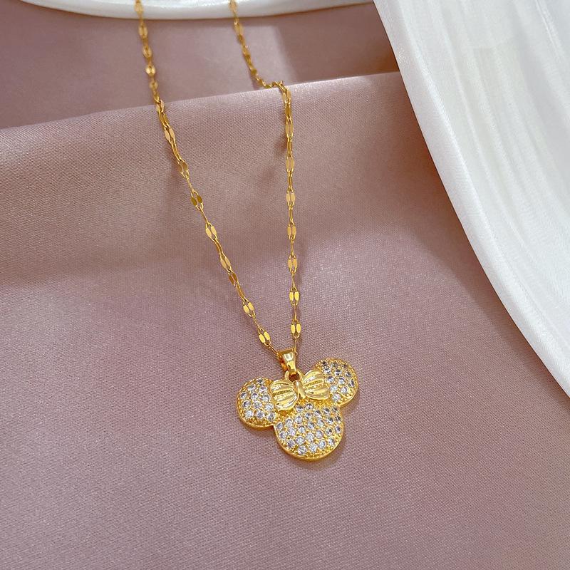 Trendy Full Diamond Mouse Pendant Necklace - Perfect Birthday Gift for Women and Best Friends