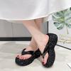 Muffin Slippers Wedge Heel Thick-soled Cool Slippers Small Height-increasing Shoes Thick Heel Hate Sky High Sequined Women's Summer Cool Slippers