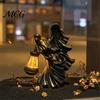 Mysterious Gothic Halloween Accessory Witch Resin Lantern, Ghoul Terrifying LED Night Light, Art Sculpture Waterproof Hell Reaper Spooky Tabletop