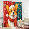 Set Of 2 Flat Printing Jit Curtains Without Rod Christmas Corgi Chic Polyester Decorations Curtain Semi Sheer Made