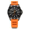 Watch FIELDFORCE GMT Black PVD Processed Stainless Steel Case (316L) Black Dial Orange Rubber Strap 241897 Men's Regular Imported