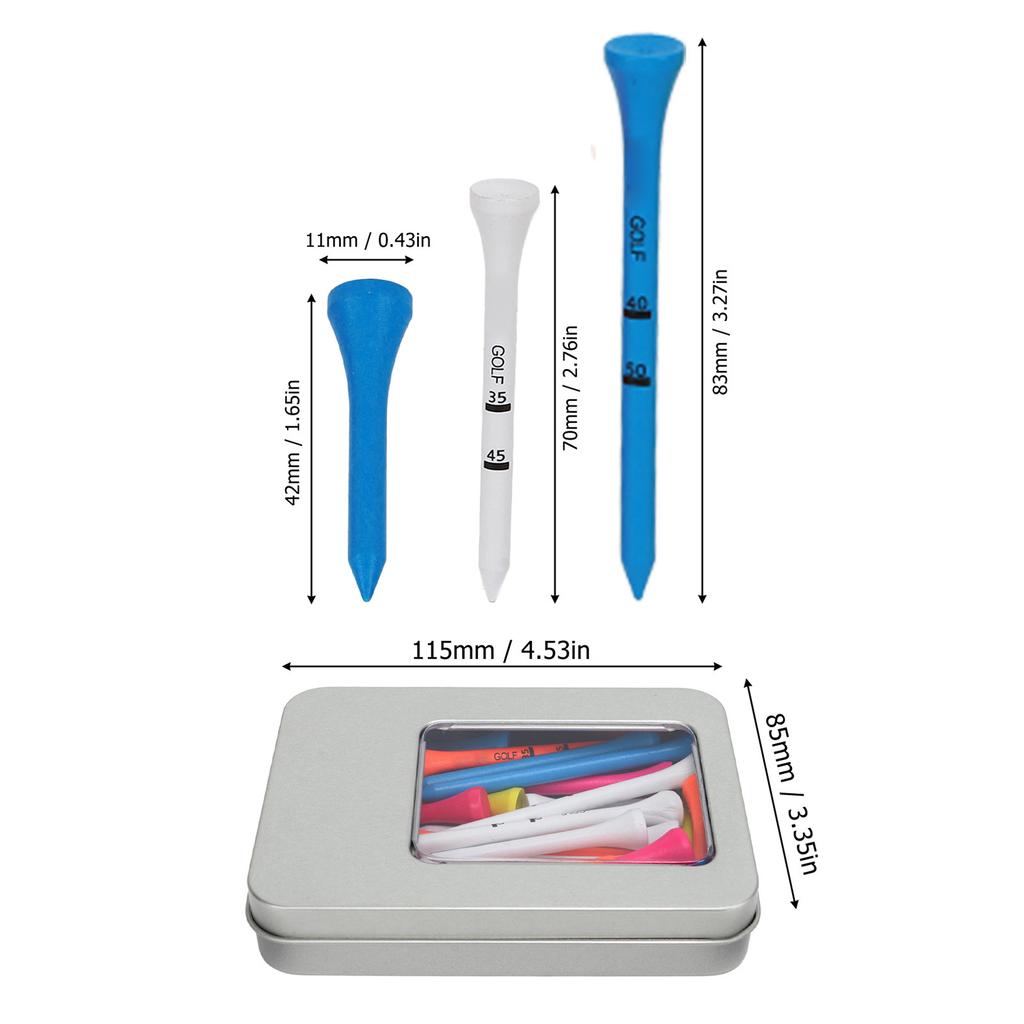 Golf Tee Set Maple Clear Scale Stable Multiple Size Easy Adjustment Robust Wooden Golf Tee Replacement