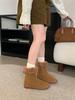 2025 platform women's boots fluffy shoes short boots snow boots mink hair outer wear winter warm velvet snow cotton shoes