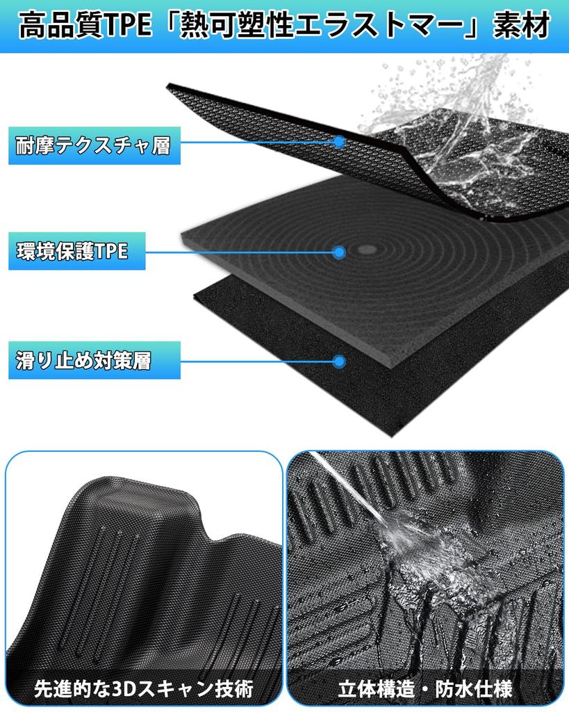 Cartist 3D Floor Mats for Honda Automatic Transmissions TPE Custom Easy Car Set of 3 N-ONE JG3/JG4 (2020-Present Models), Waterproof, Non-Slip,